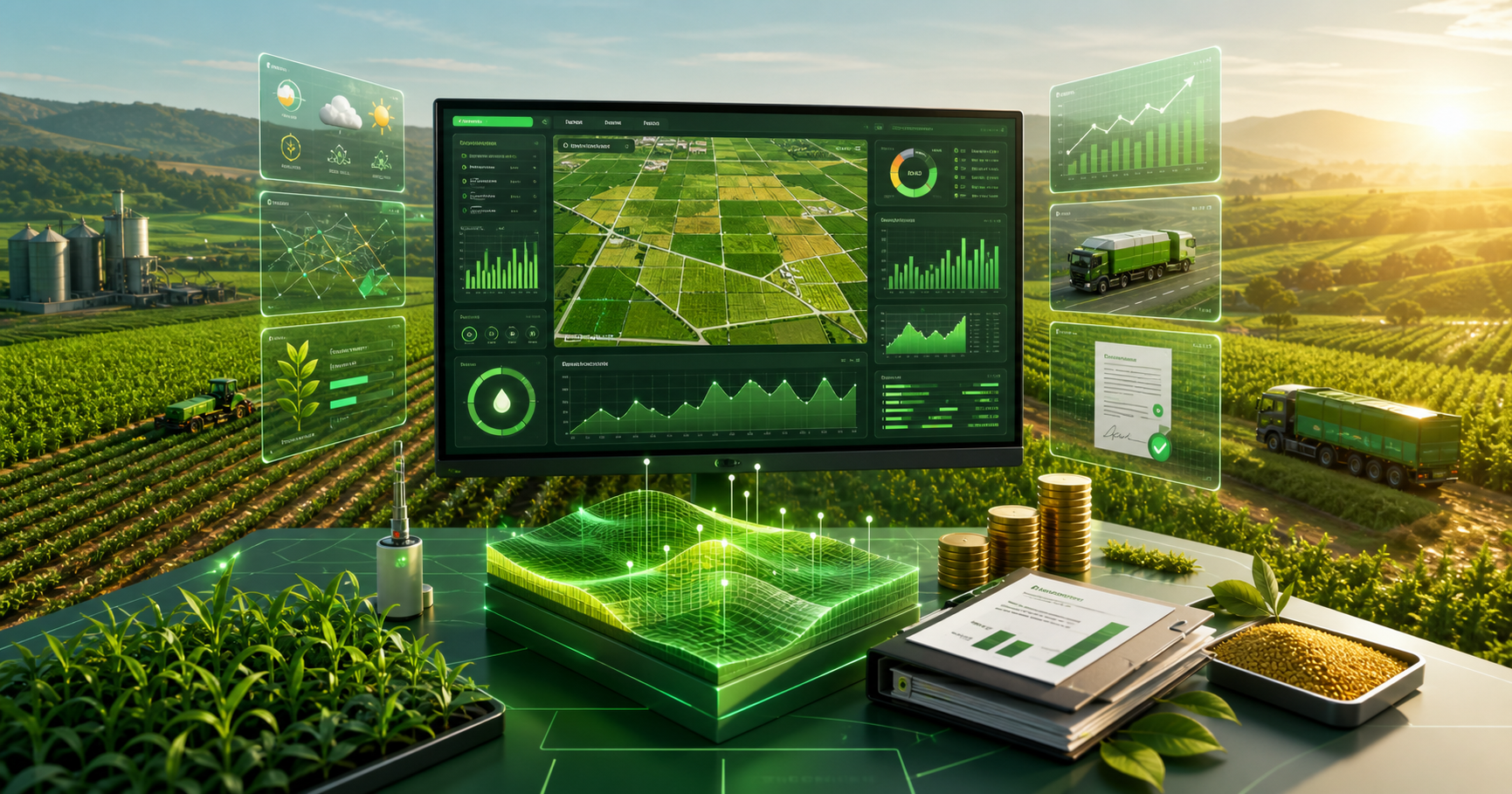 Visual moderno do ViaProfit Agro para gestão do agronegócio
